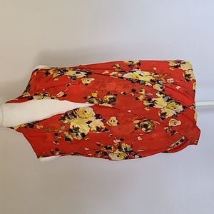 KUT from the Kloth Sleeveless Faux Floral Wrap Blouse Size Large